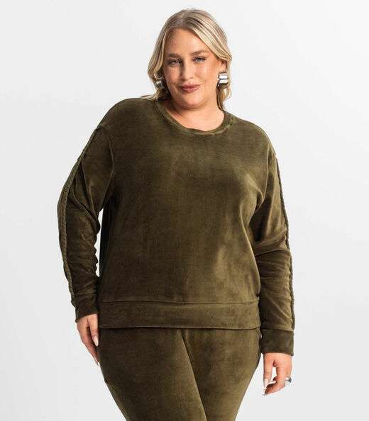 Conjunto Plus Size Casaco Com Calça Secret Glam Verde