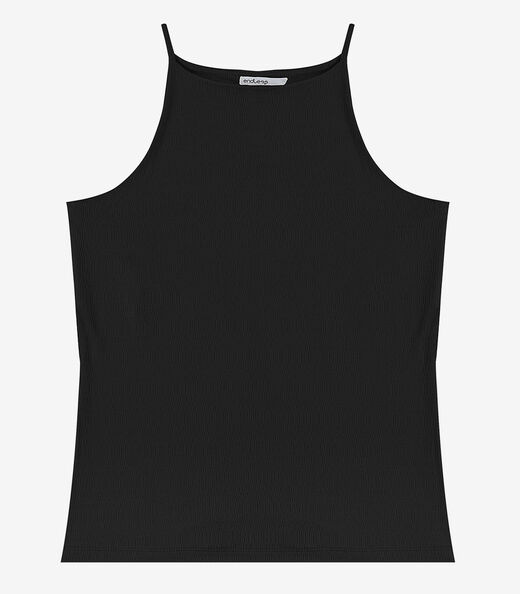 Blusa de Alça Visco Maquinetada Feminina Endless Preto