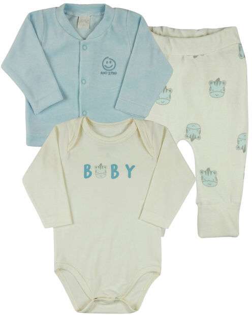 Image_Conjunto Plush Bebe Menino Menina Casaco Body e Culote Estampa Zebrinhas - Azul