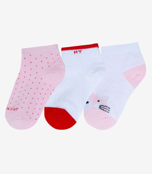 Image_Kit 3 Pares De Meia Cano Curto Infantil Trick Nick Bege