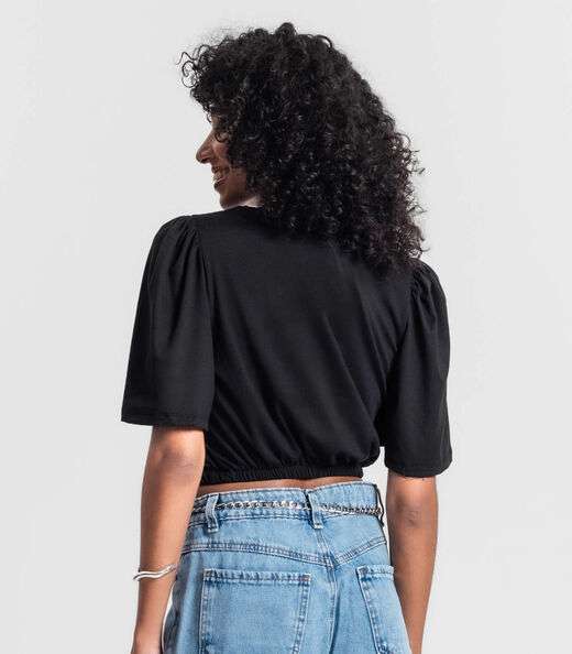Blusa Cropped Feminina Rovitex Preto