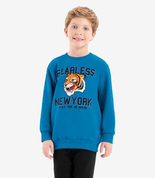 Blusão Infantil Em Moletom Rovi Kids Azul