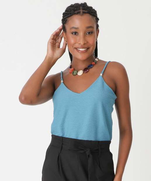 Blusa Feminina Textura Alças Finas Marisa