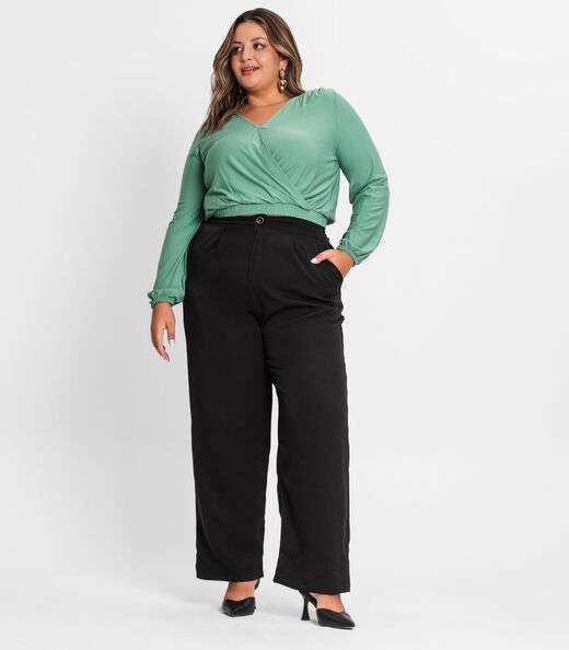 Blusa Feminina Plus Size Em Viscose Secret Glam Verde