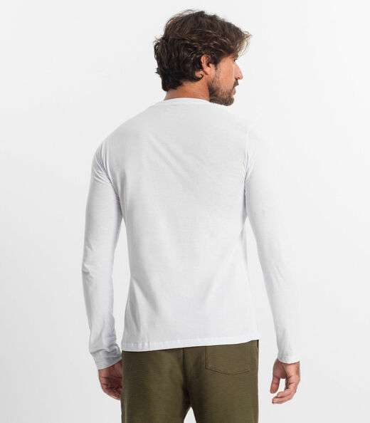 Camiseta Manga Longa Meia Malha Diametro Branco
