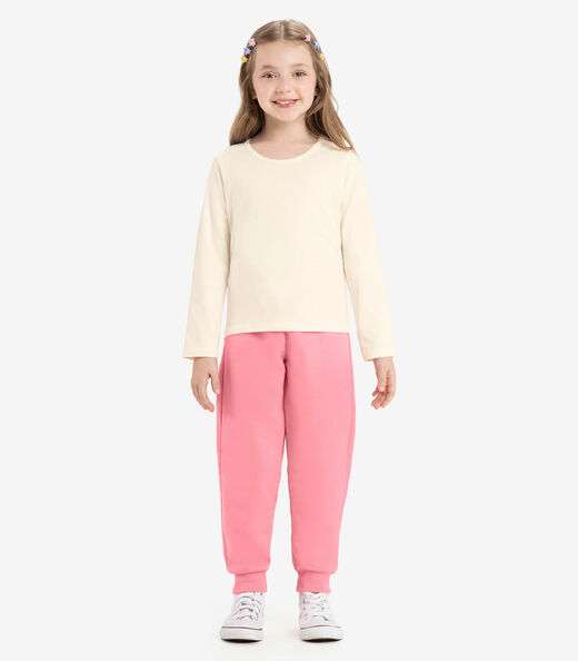 Blusa Manga Longa Infantil Feminina Rovitex Kids Bege