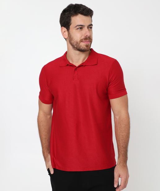 Image_Polo Masculina Textura Manga Curta Marisa Vermelho