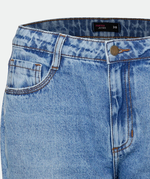 Calça Jeans Reta Feminina Bolsos Marisa