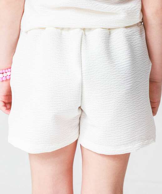 Short Infantil Textura Estampa Foil Marisa Tam 4 a 10 Off White
