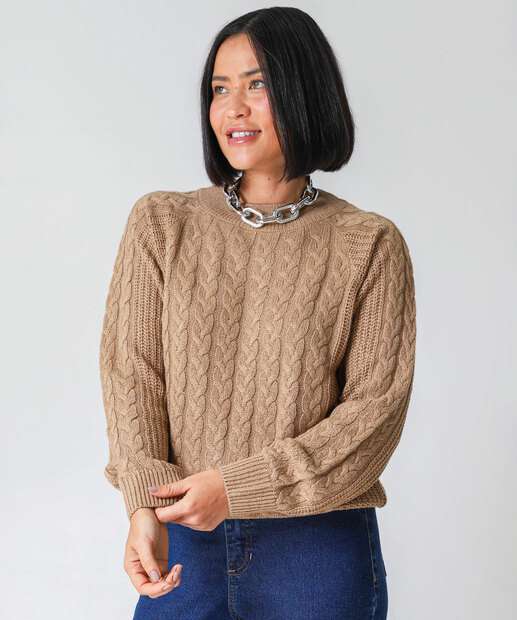 Image_Suéter Feminino Trançado Textura Marisa Marrom