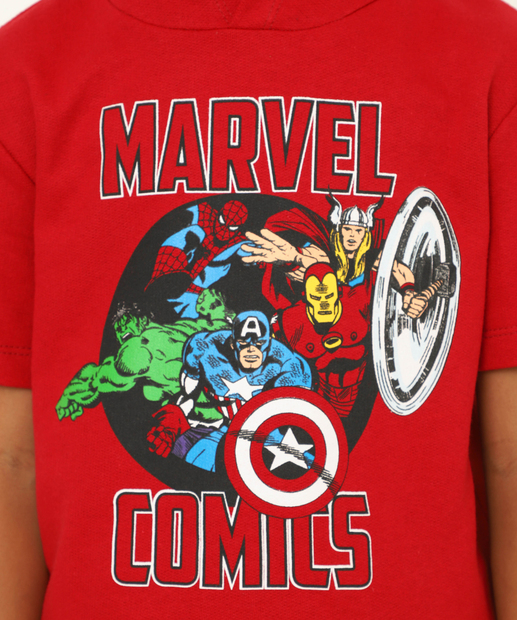 Conjunto Infantil Moletom Super Heróis Tam 4 a 10 Vermelho