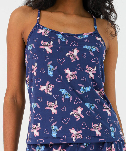 Pijama Baby Doll Feminino Stitch Marisa Azul