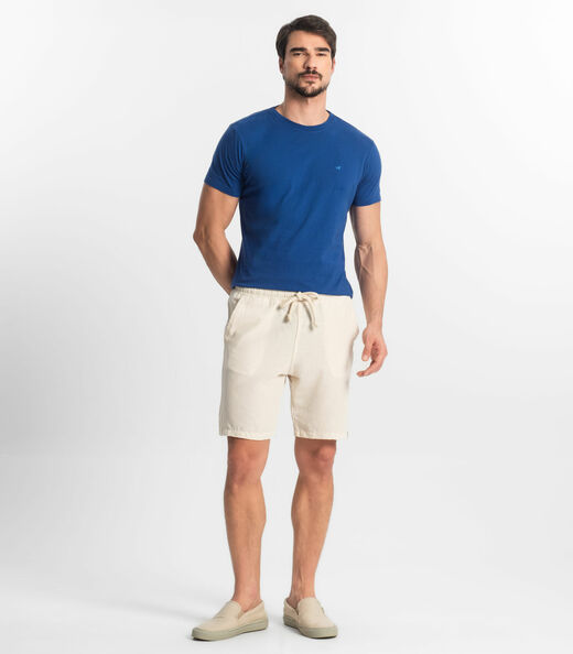 Bermuda Masculina Sarja Elástico E Bolsos Shift Bege
