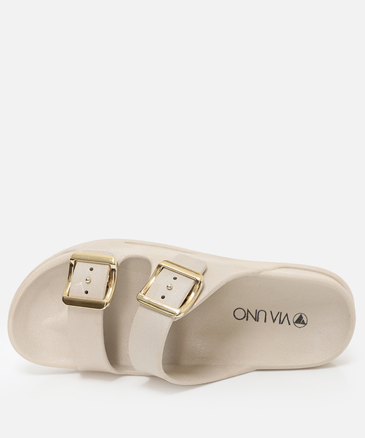 Rasteirinha Birken Feminina Fivela Via Uno Off White