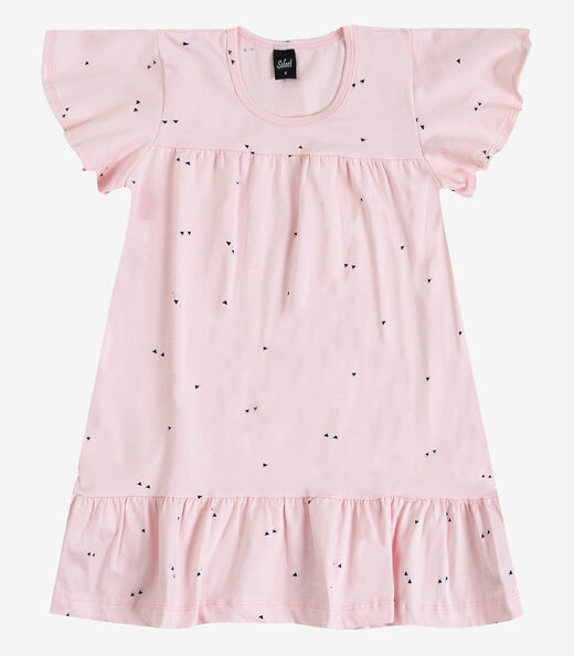 Vestido Infantil Com Manga Godê Select Rosa
