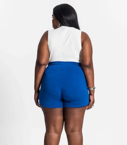 Shorts Feminino Plus Size Secret Glam Azul