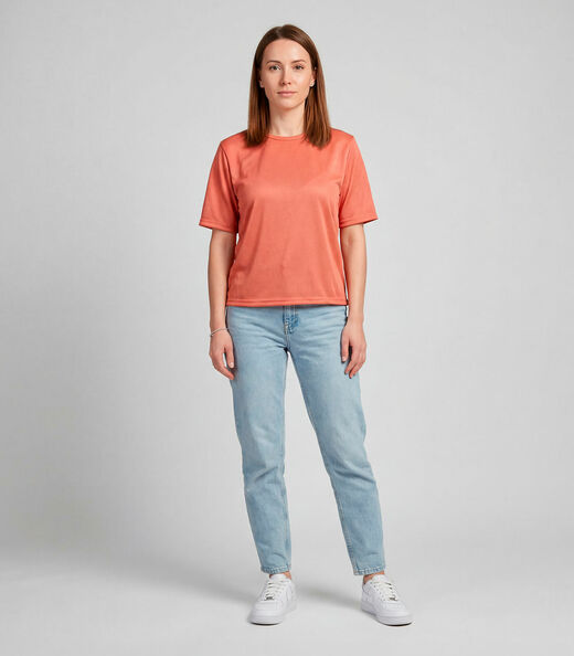 Image_Blusa Feminina 100% Poliéster Básica Infinita Cor Laranja
