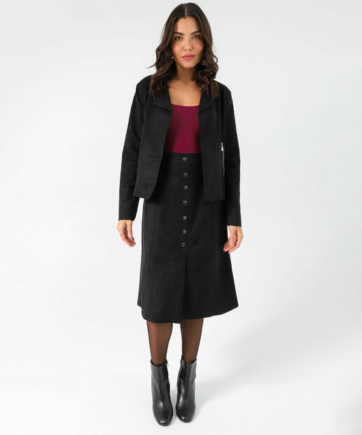 Jaqueta Feminina Biker Suede Marisa Preto