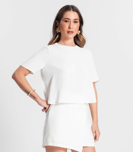 Blusa Feminina Manga Curta Rovitex Bege