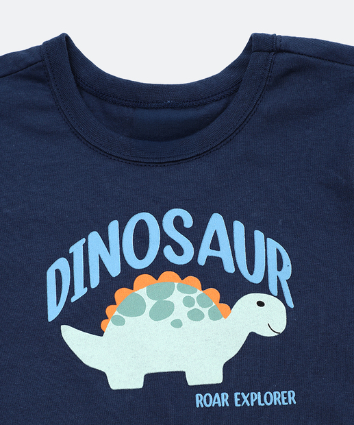 Conjunto Infantil Dinossauro MR Tam 1 a 3 Azul