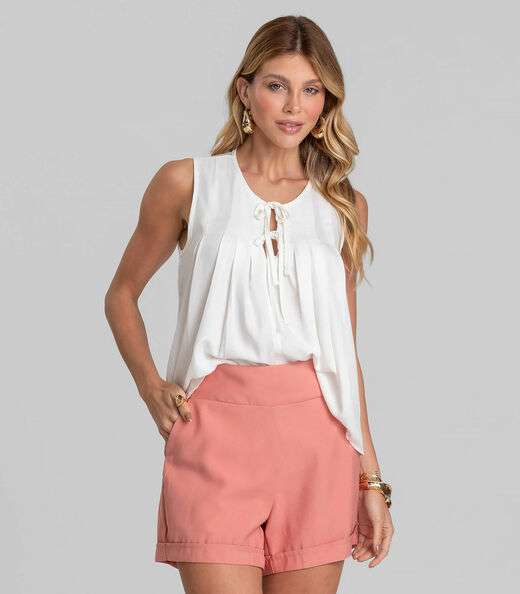 Image_Shorts Feminino Cós Largo Em Alfaiataria Dianna Rosa