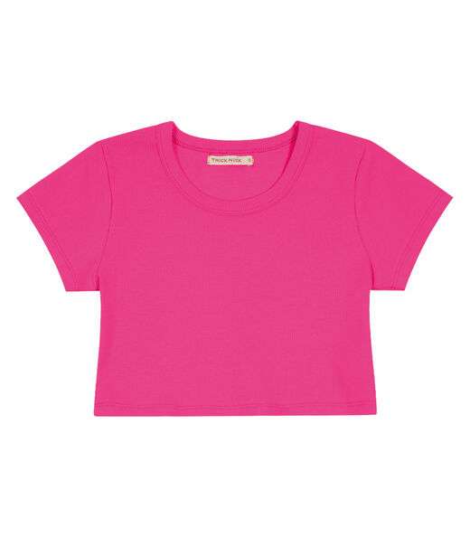 Blusa Cropped Infantil Ribana Canelada Trick Nick Rosa