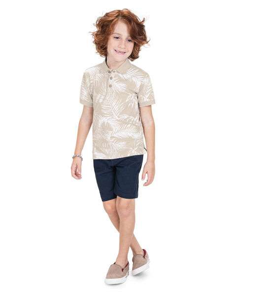 Camisa Polo Infantil Em Cotton Trick Nick Bege