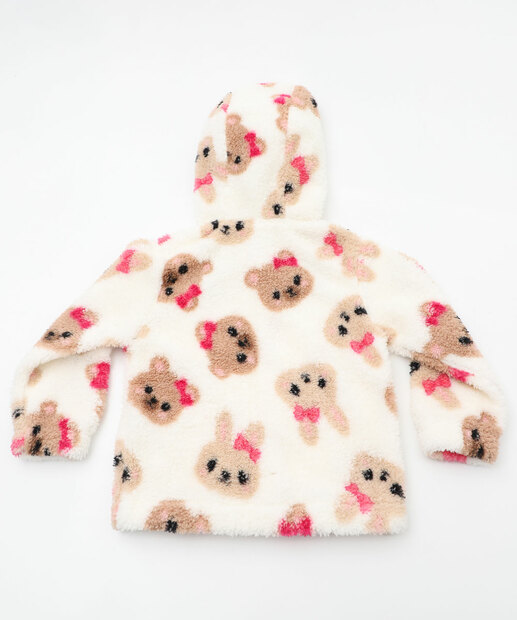 Jaqueta infantil Sherpa Ursinhos Capuz Marisa Tam 1 a 3 Bege