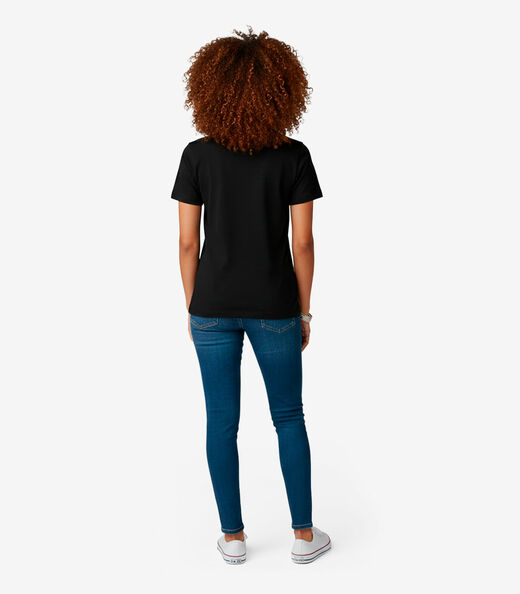 Blusa Feminina Manga Curta Infinita Cor Preto
