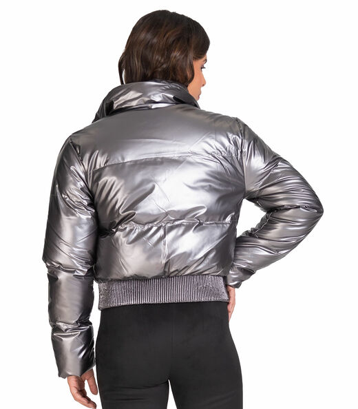 Jaqueta Puffer Feminina Metalizada Sea Surf Cinza