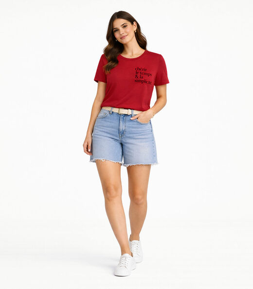 Blusa Feminina Manga Curta Infinita Cor Vermelho