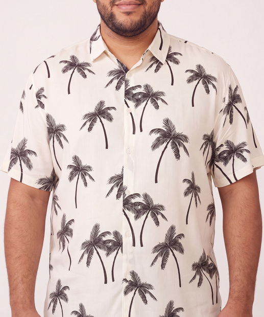 Camisa Plus size Masculina Estampa Coqueiros MR