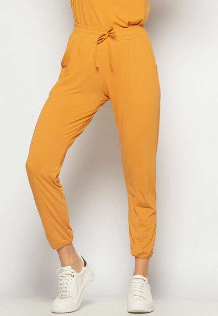 Conjunto Blusa Gola Redonda M/C e Jogger Recortes Malha Caramelo Salvatore