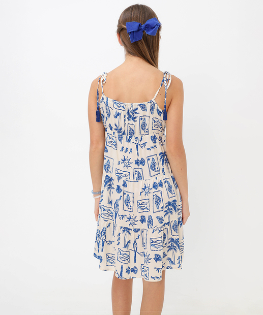 Vestido Juvenil Estampado Marisa Tam 10 a0 16 Azul