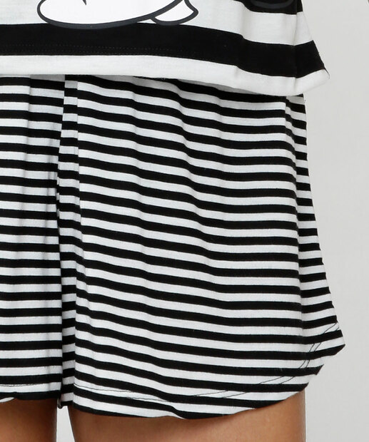 Pijama Feminino Listrado Minnie Manga Curta Disney