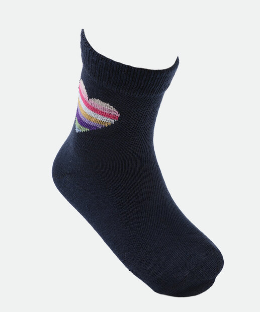 Kit 3 Meias Infantil Estampa Coração Marisa Rosa