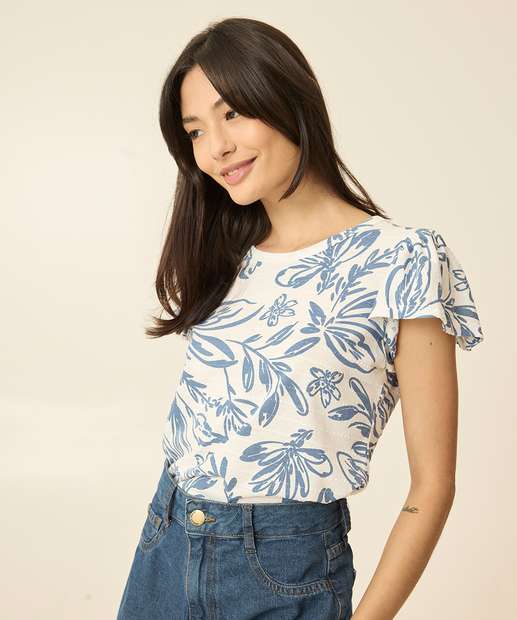 Image_Blusa Feminina Estampa Floral Manga Curta Marisa