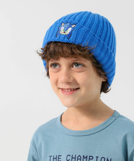 Image_Touca Infantil Tricô Bordado Sonic Tam 2 a 6 Azul  