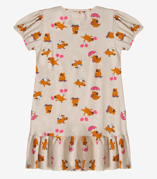 Vestido Infantil Menina Em Cotton Leve Select Bege