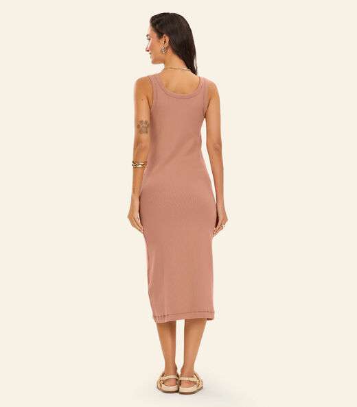 Vestido Midi em Ribana Rovitex Marrom