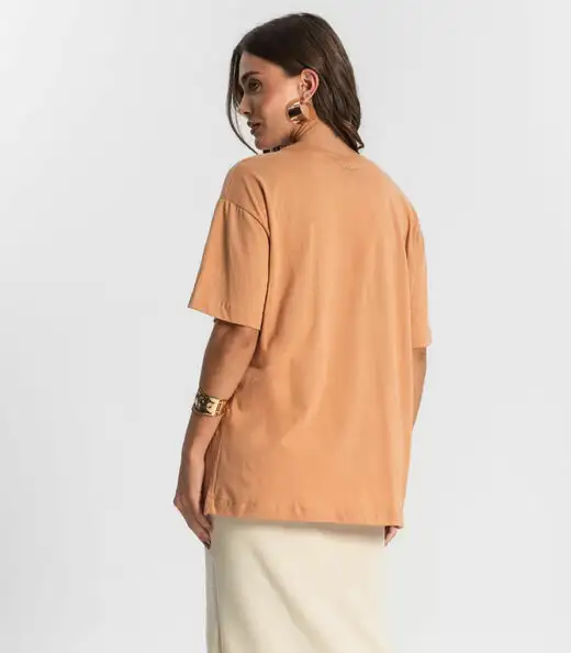 Blusa Feminina Manga Curta Sun Endless Marrom