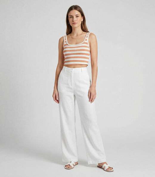 Top Feminino Regata Em Ribana Infinita Cor Marrom