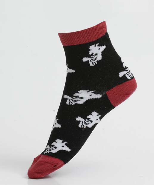 Kit 2 Pares Meias Feminina Cano Médio Estampada Snoopy