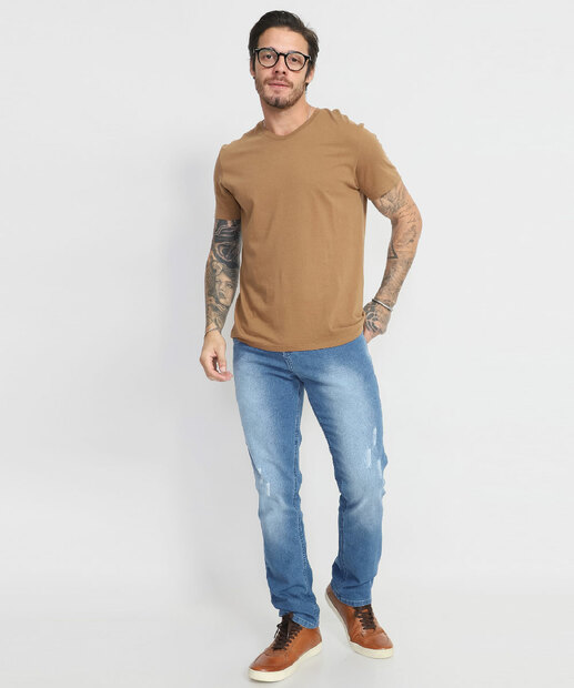 Calça Masculina Jeans Reta Puídos Biotipo