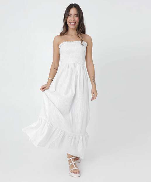 Vestido Longo Feminino Tomara Que Caia Brilho Lurex Marisa