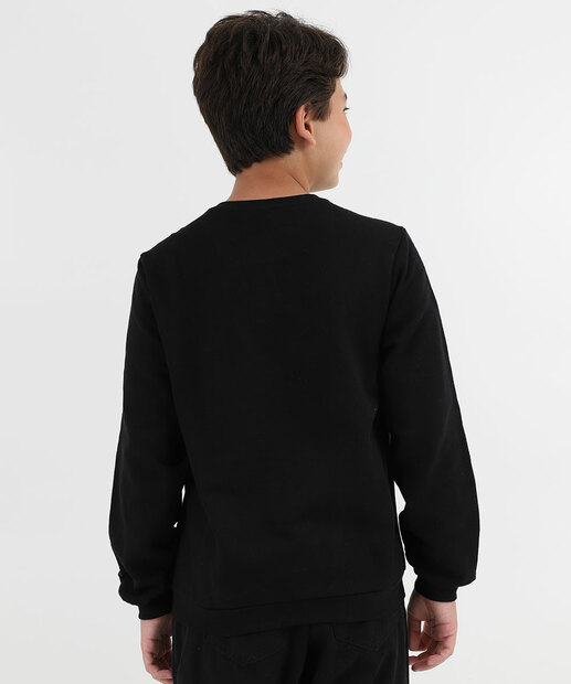 Blusão Juvenil Moletom Flanelado Sonic Tam 10 a 16 Preto