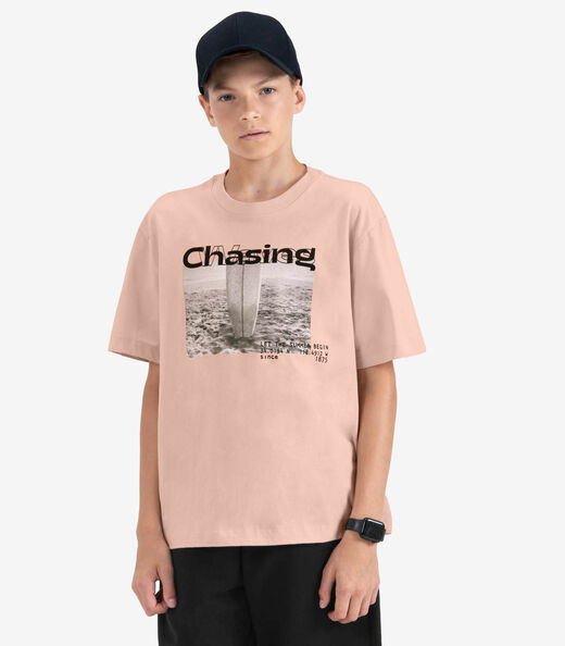 Camiseta Juvenil Masculina em Meia Malha Minty Rosa