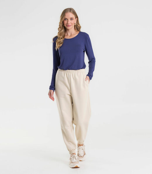 Image_Calça Jogger Básica Moletom Peluciado Rovitex Bege