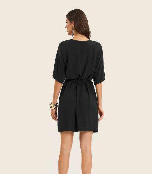 Vestido Curto Feminino Com Cinto Endless Preto