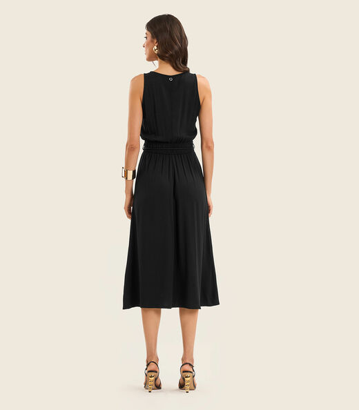 Vestido Midi Feminino Com Cinto Endless Preto